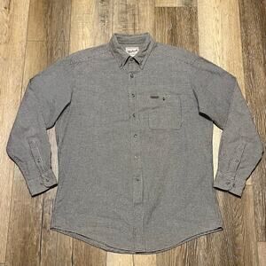 VTG Woolrich Houndstooth Long Sleeve Button Down Shirt L Gray Work Pocket Cotton